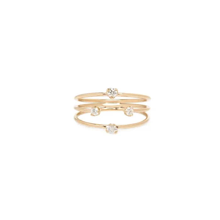 14k Prong Diamond Triple Open Band Ring
