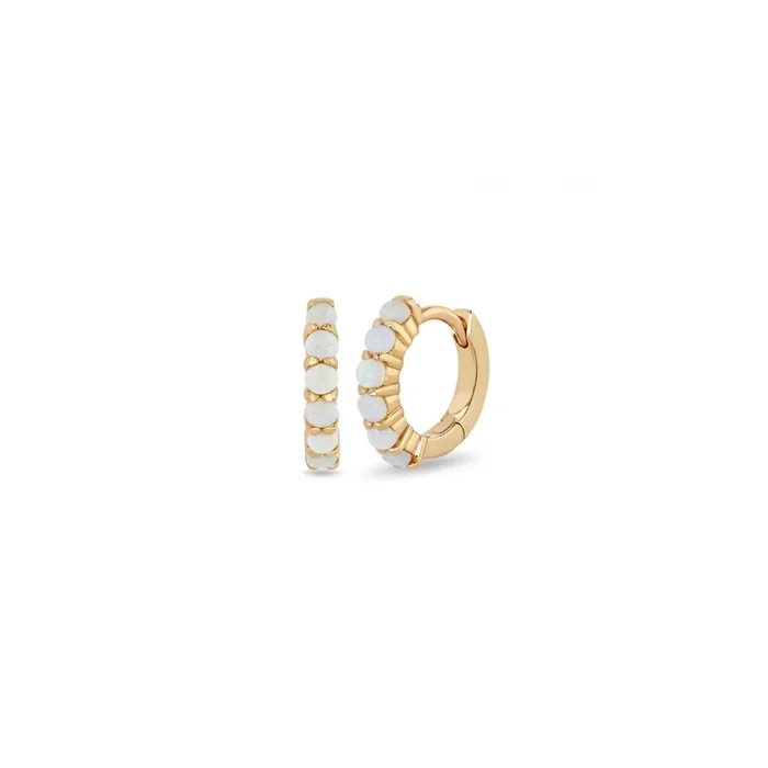 14k Prong Set Opal Small Hinge Huggie Hoops – SALE