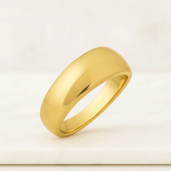 14k Real Gold Dome Statement Band For Her
