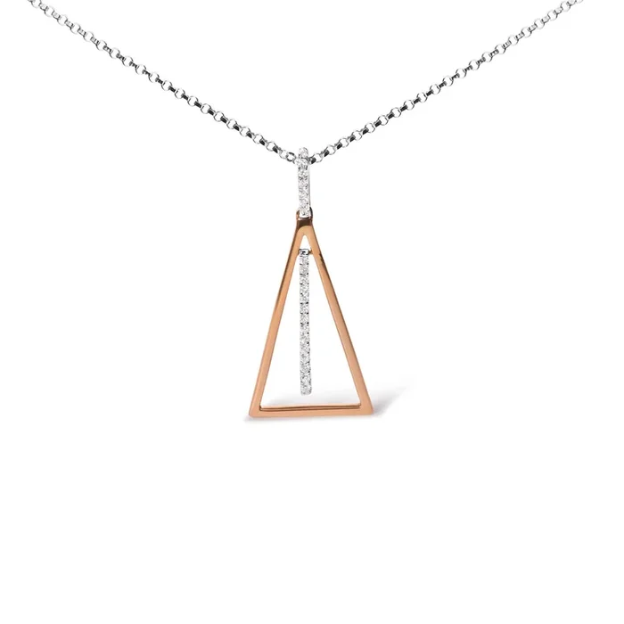 14K Rose and White Gold 1/8 Cttw Diamond Windchime 18″ Pendant Necklace (G-H Color, SI1-SI2 Clarity)