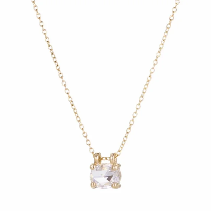 14k Rose Cut Diamond Solitaire Necklace