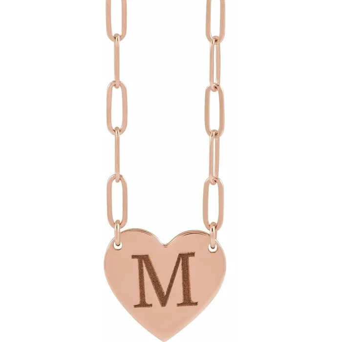 14K Rose Engravable Heart 18″ Necklace