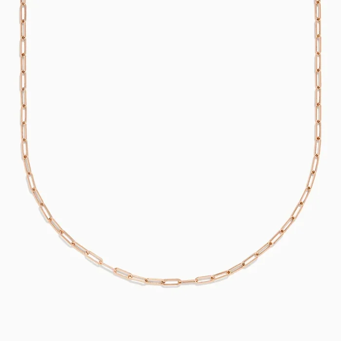 14K Rose Gold 18″ 2.5mm Paperclip Necklace