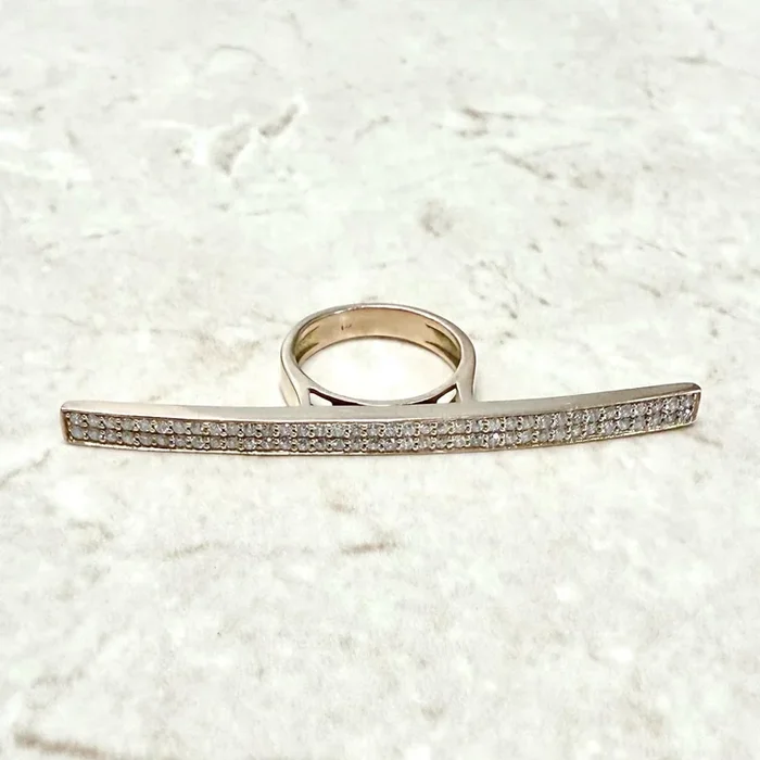 14K Rose Gold 3-Finger 0.75 Carat Natural Diamond Bar Ring