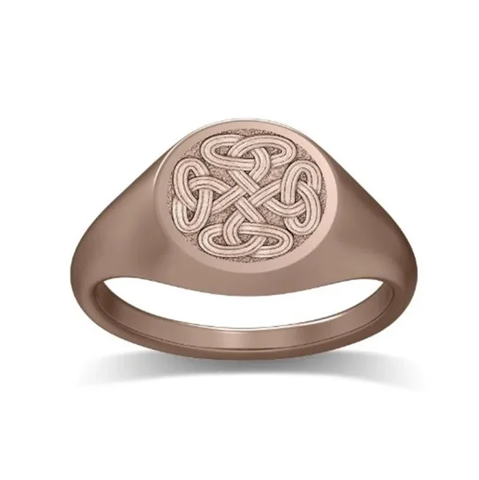 14K Rose Gold ‘The Galway’ Celtic Knot Signet Fashion Ring