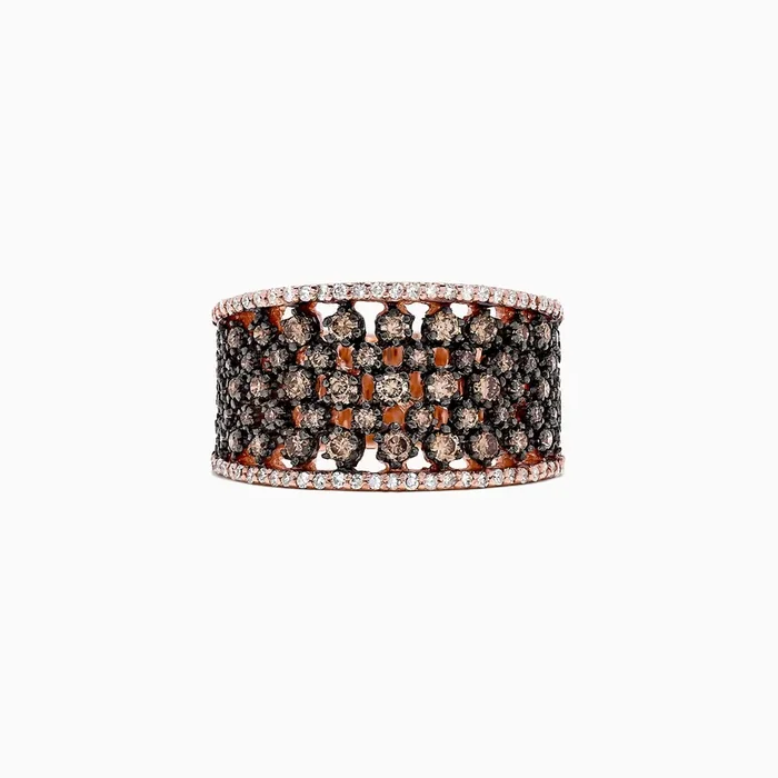 14K Rose Gold Espresso and White Diamond Ring, 1.25 TCW