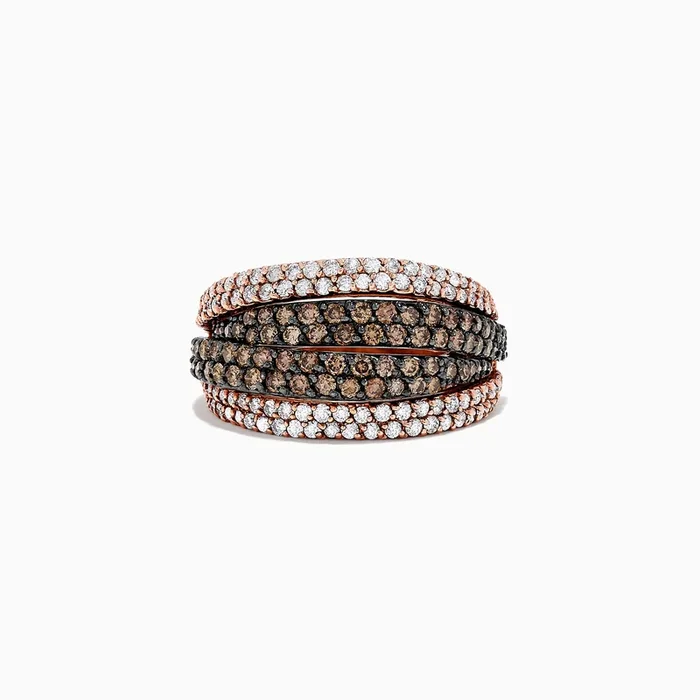 14K Rose Gold Espresso and White Diamond Ring, 2.05 TCW