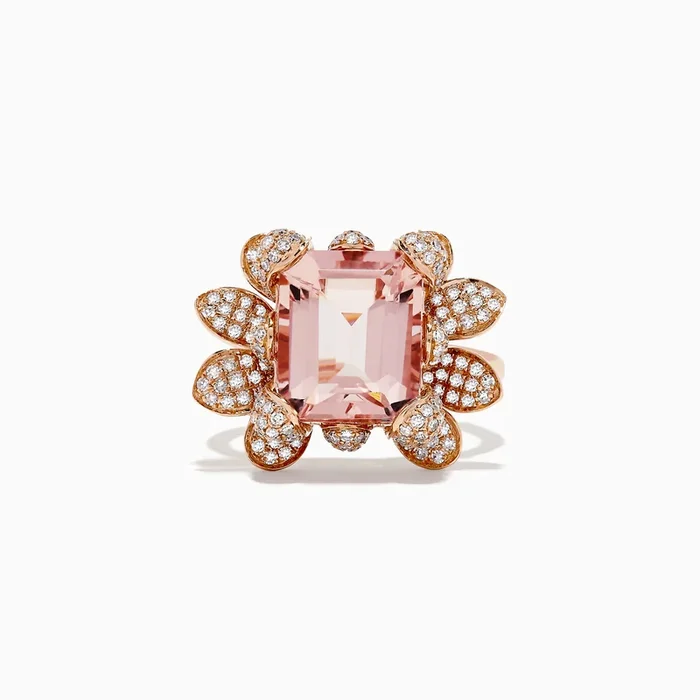 14K Rose Gold Morganite and Diamond Ring, 6.69 TCW