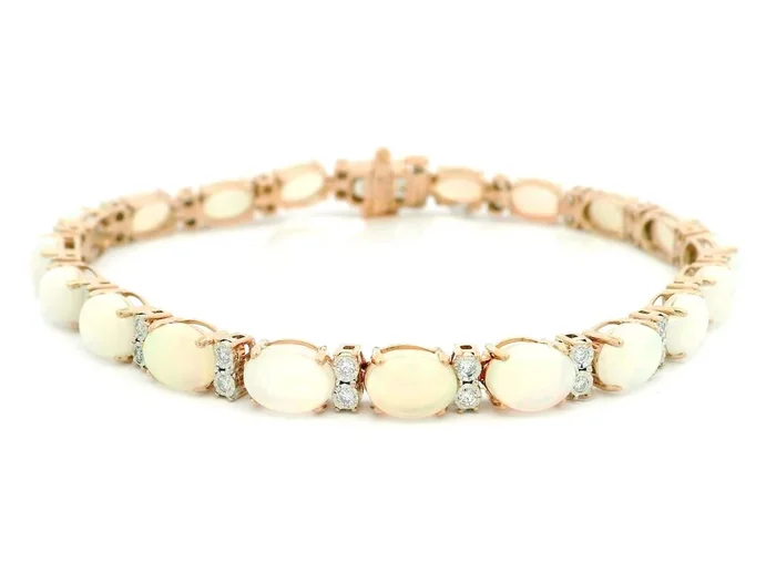14K Rose Gold Opals Tennis Bracelet