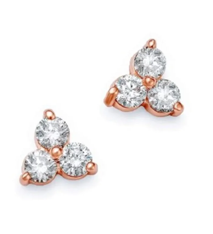 14K Rose Gold Stud Natural Diamonds Earrings