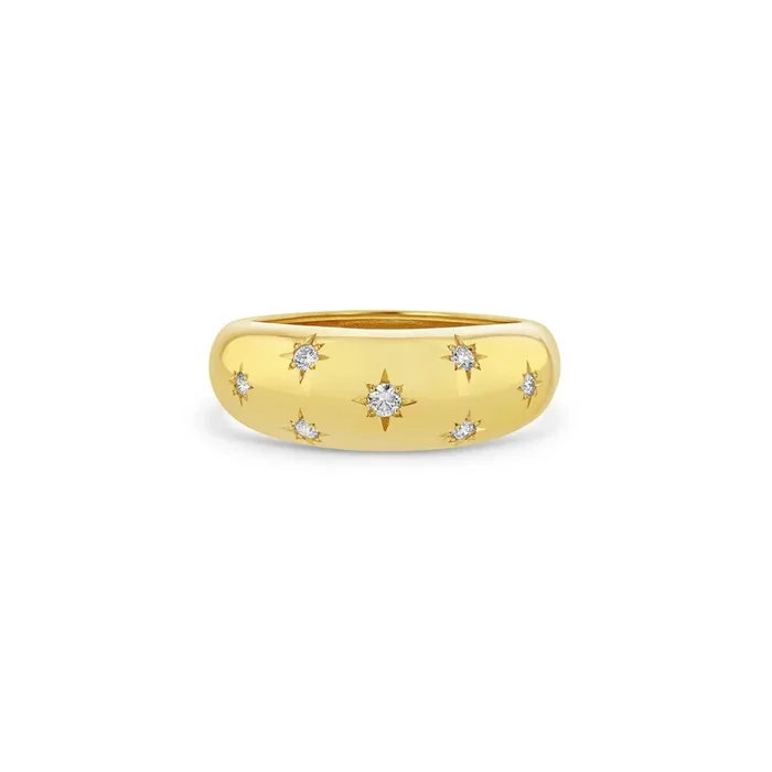 14k Scattered Star Set Diamonds Small Aura Ring