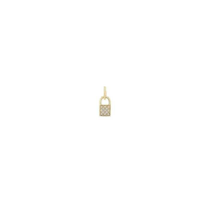 14k Single Midi Bitty Pavé Diamond Padlock Charm