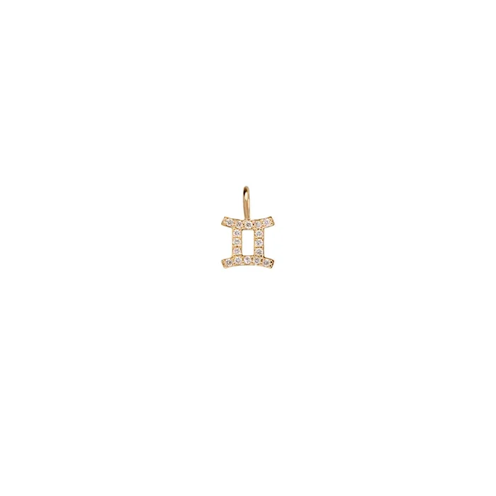 14k Single Midi Bitty Pavé Diamond Zodiac Charm
