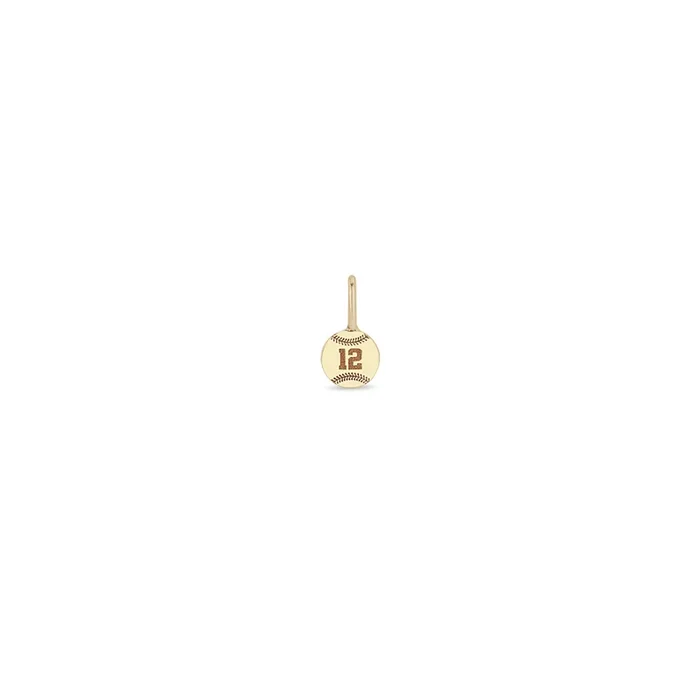 14k Single Midi Bitty Personalized Jersey Number Baseball Charm