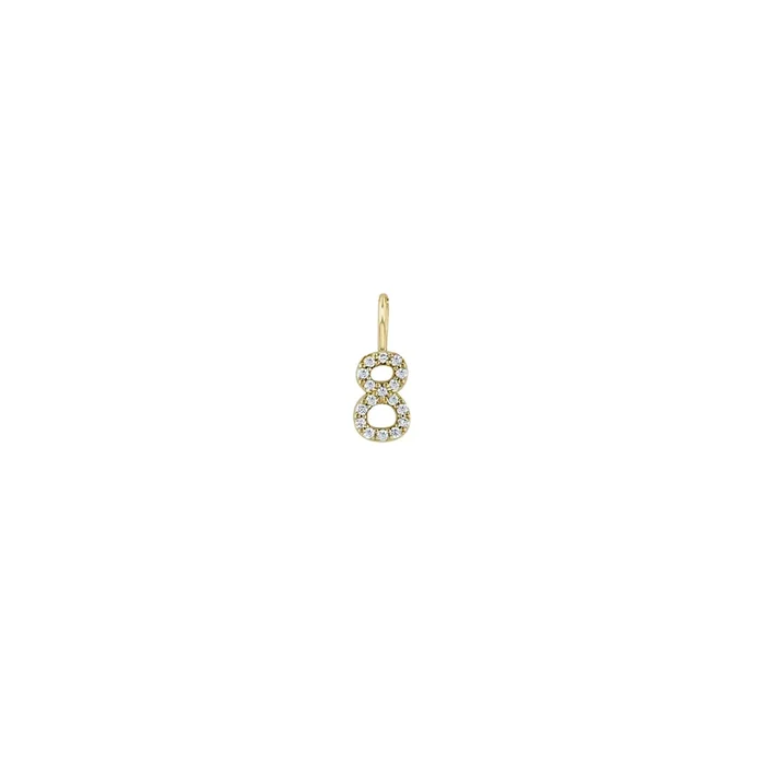 14k Single Pavé Prong Diamond Number Charm Pendant