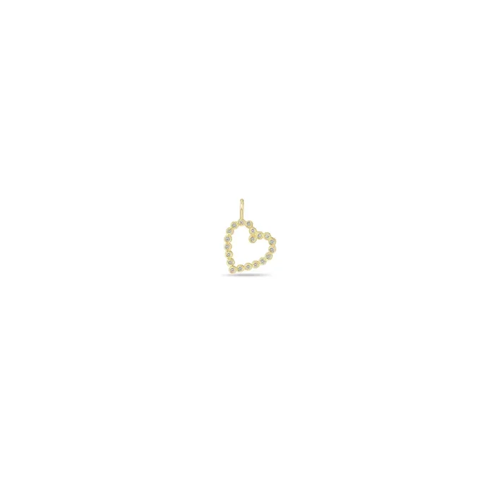 14k Single Small Diamond Bezel Angled Heart Charm Pendant