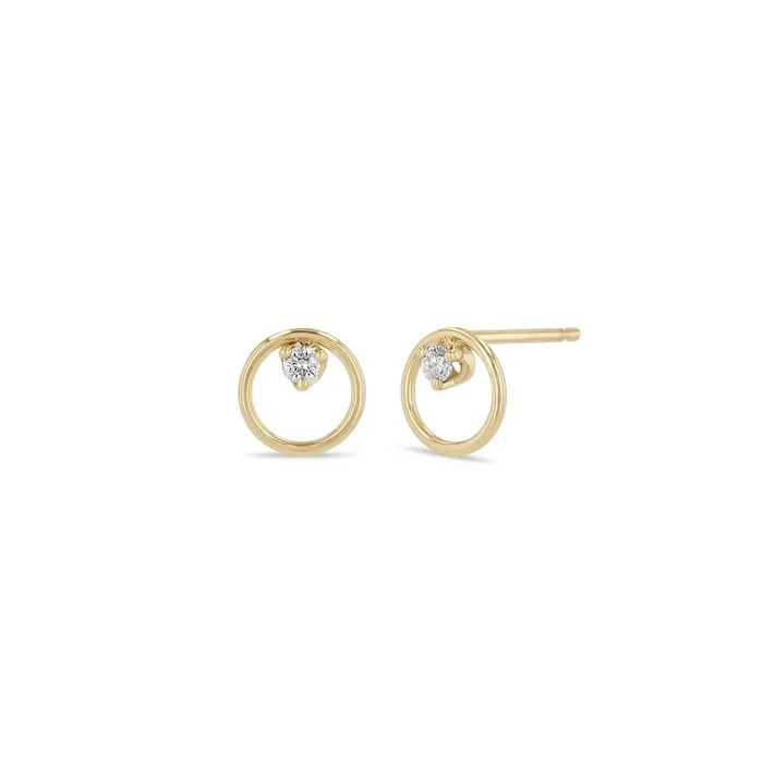 14k Small Circle Prong Diamond Studs