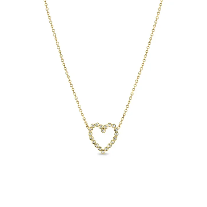 14k Small Diamond Bezel Heart Necklace