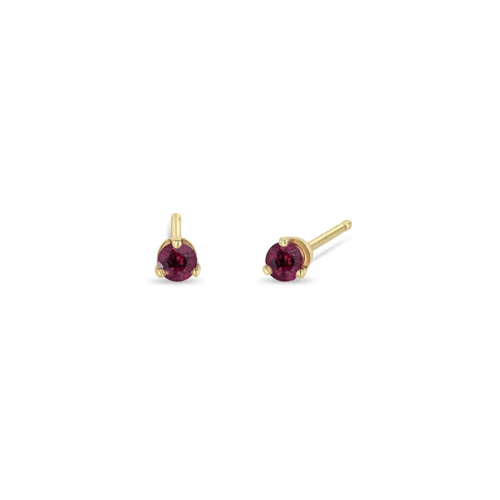 14k Small Garnet Prong Studs | January Birthstone