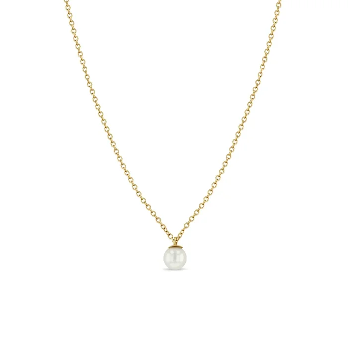 14k Small Pearl Pendant Necklace