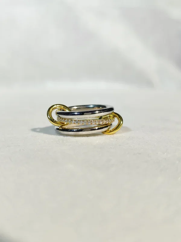 14K Solid Gold Multi Band Statement Eternity Ring