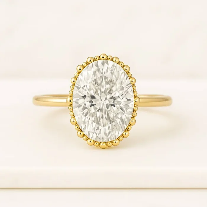 14k Solid Gold Oval Cut Engagement Ring