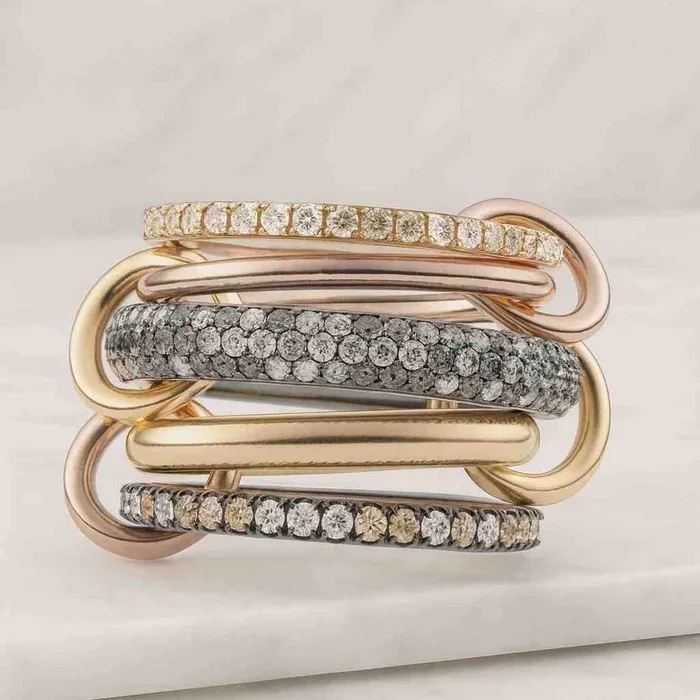14k Solid Gold Round Diamond Interlocking Eternity Ring