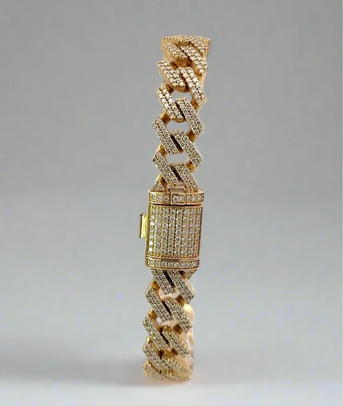 14K Solid Yellow Gold 8.3CTW Diamond Cuban Link 11.4mm Men’s Bracelet