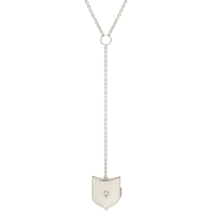 14k Star Set Diamond Shield Locket Lariat Necklace – SALE