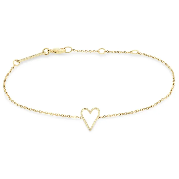 14k Tiny Open Heart Bracelet
