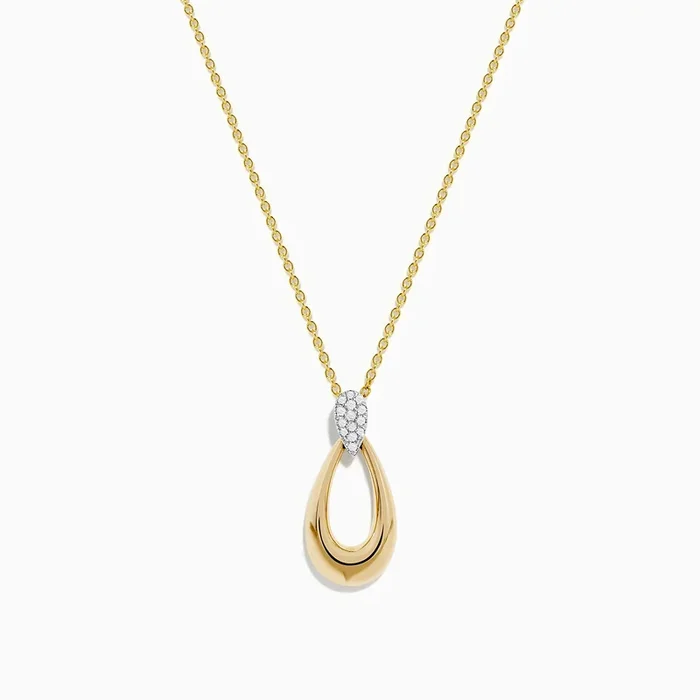 14K Two-Tone Gold and Diamond Dewdrop Pendant