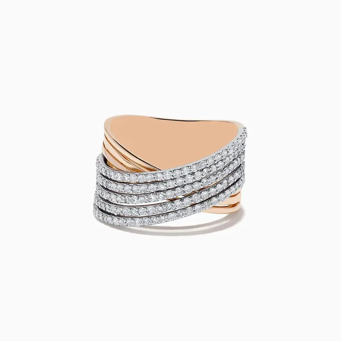 14K Two-Tone Gold Diamond Fashion Statement Ring