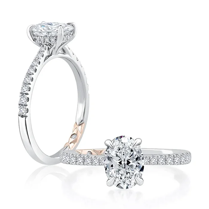 14K White And Rose Classic Diamond Engagement Ring