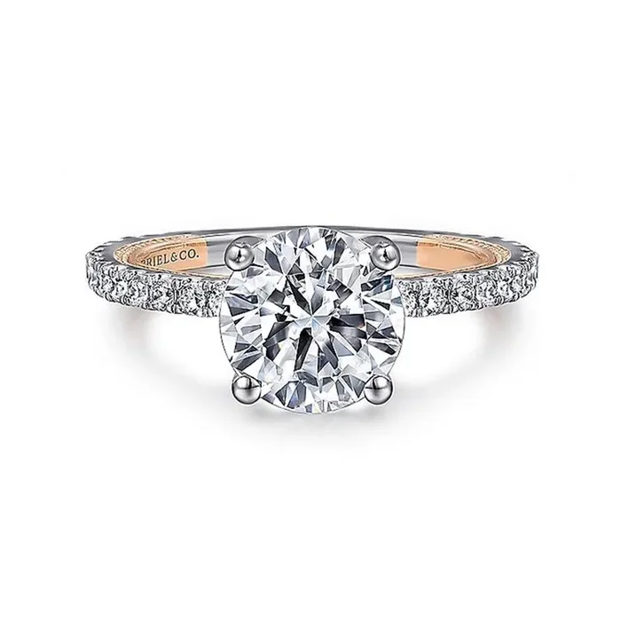 14K White And Rose Gold ‘Danita’ Classic Round Diamond Engagement Ring
