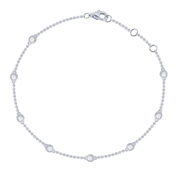 14K White Gold 1/4Ct Diamond By The Yard Bracelet