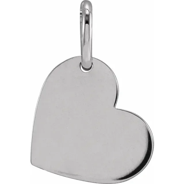 14K White Gold 11×9 mm Heart Pendant Engravable