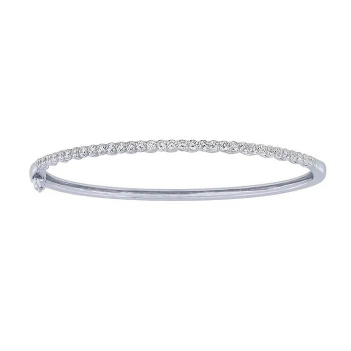 14K White Gold 1Ct Diamond Bangle