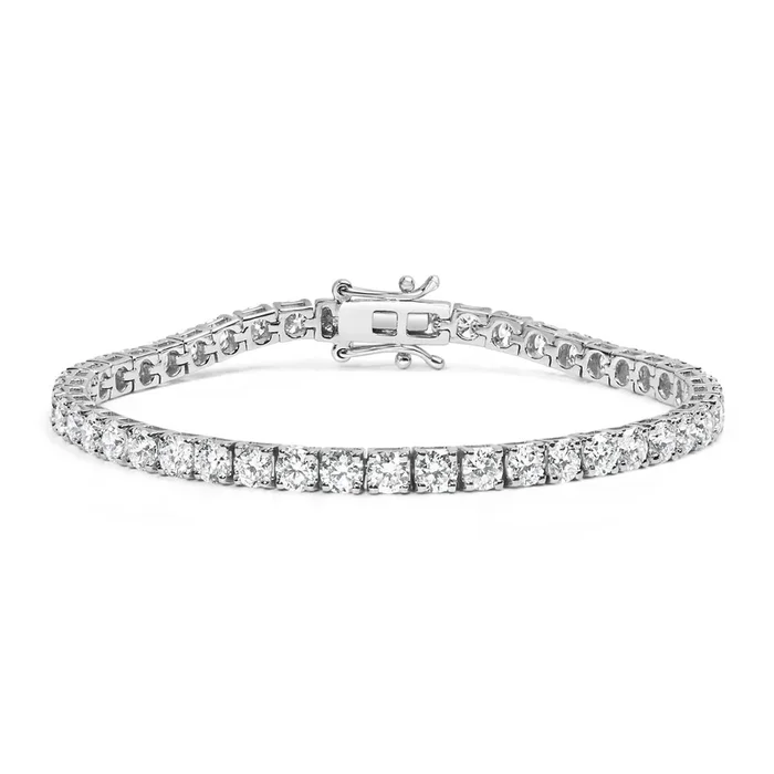 14K White Gold 4-Prong Set Lab Grown Round Diamond Classic Tennis Bracelet (F-G Color, VS1-VS2 Clarity) – 7.25″
