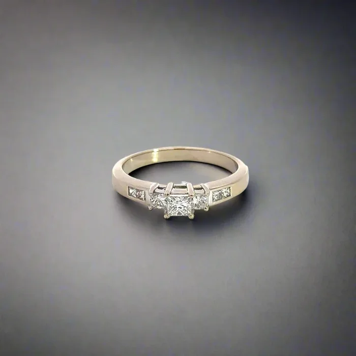 14K White Gold .50TCW Diamond Princess-cut Engagement Ring