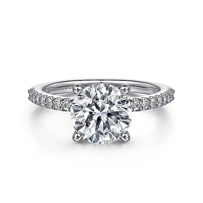 14K White Gold ‘Amata’ Classic Round Diamond Engagement Ring