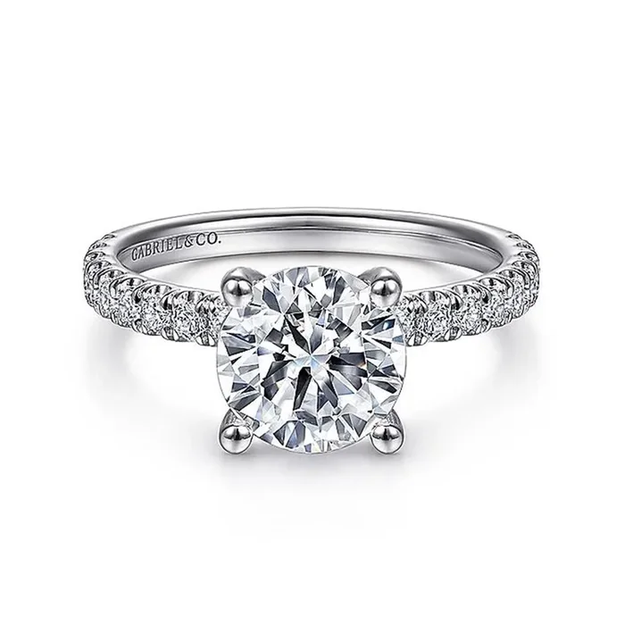 14K White Gold ‘Amira’ Round Diamond Engagement Ring