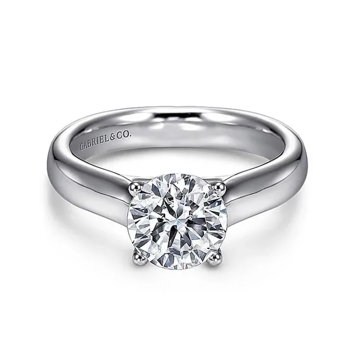 14K White Gold ‘Helen’ Solitaire Round Engagement Ring