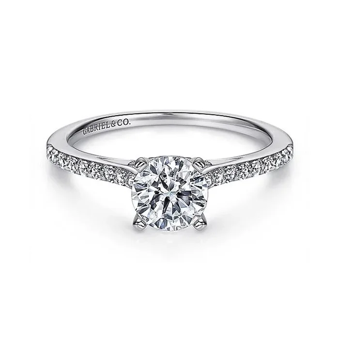 14K White Gold ‘Jocelyn’ Classic Round Natural Diamonds Engagement Ring