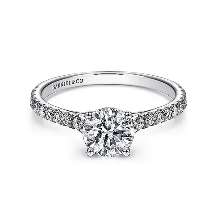 14K White Gold ‘Josephine’ Classic Round Natural Diamonds Engagement Ring