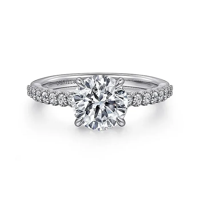 14K White Gold ‘Krete’ Classic Round Natural Diamonds Engagement Ring