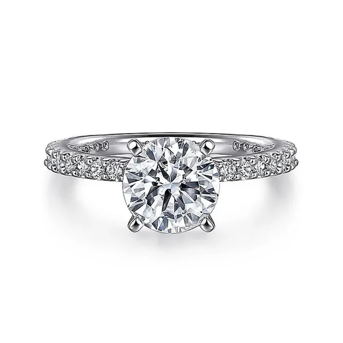 14K White Gold ‘Logan’ Classic Round Natural Diamonds Engagement Ring