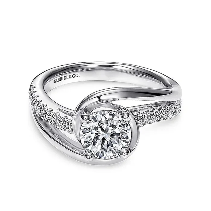 14K White Gold ‘Lucca’ Bypass Round Diamond Engagement Ring