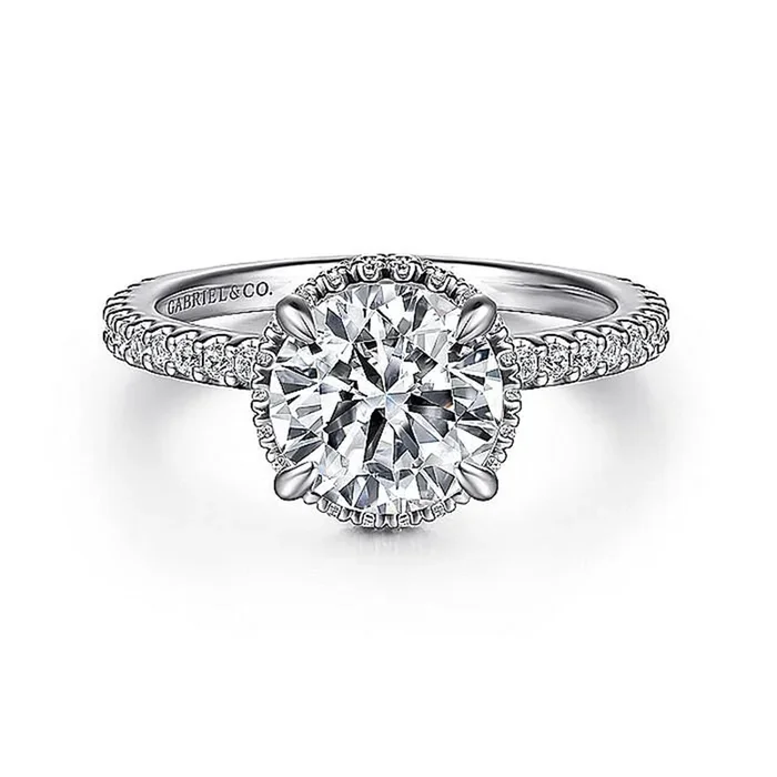 14K White Gold ‘Senne’ Hidden Halo Round Diamond Engagement Ring