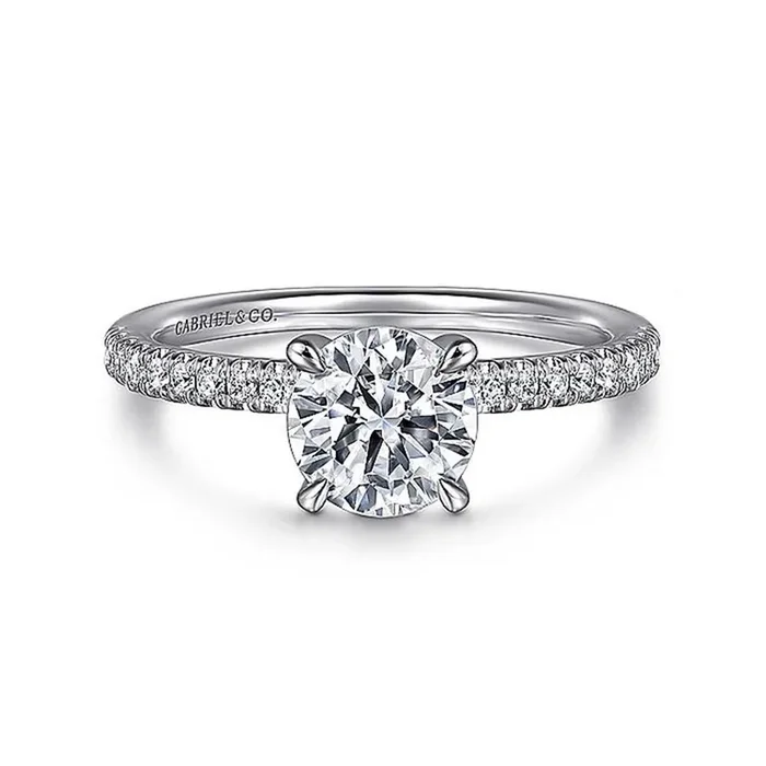 14K White Gold ‘Stasia’ Classic Round Natural Diamonds Engagement Ring