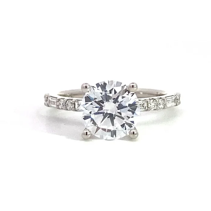 14K White Gold ‘Tessa’ Classic Round Diamond Engagement Ring